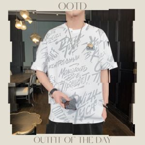 เสื้อผ้าผู้ชาย แบบสูงสั้น ผู้ชาย หุ้น ผ้าผู้ชาย เสื้อยืดแขนสั้นดีไซน์