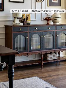 American Style Real Wood Sideboard Hall Storage Cabinet Living Room Retro Furniture Kitchen Dining Room Wine Tea Water Cabinet