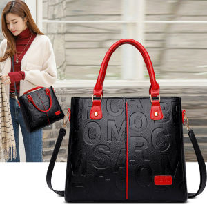 Women Letter Printing Shoulder Bag Fashion PU Leather Handbag Large Capacity Tote Top-Handle Satchel Bags