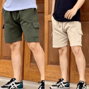 Celana Cargo Broadshot Pendek Pria Bahan Katun Fleece Tebal Lembut
