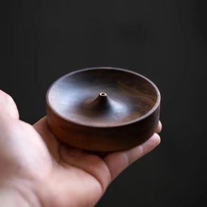 Giá Đỡ Nhang Thủ Công Bằng Gỗ Óc Chó Đen Bắc Mỹ Khay Trầm Hương Tròn Lư Xông Trầm Bằng Gỗ Nguyên Khối Dùng Cho Lễ Trà Đạo