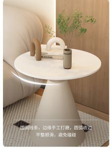 Luxurious White Sofa Side Table Living Room Corner Table Cream Style Tea Table Balcony Small round Table Master Design Metal Craft