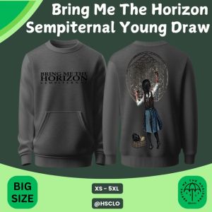 Sweater Pocket HSCLO Grey Colour Bring Me The Horizon Sempiternal Young Draw Sweatshirt Pocket Bahan Fleece Ukuran Jumbo Big Size XS S M L XL XXL 3XL 4XL 5XL