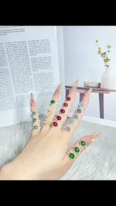 Nhẫn bạc mặt đá hồ ly phong thuỷ chất liệu bằng bạc ta MS59