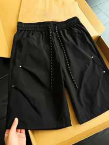 LIUBU | Quick Drying Work Shorts Black Rivets Ice Silk Creased Slanted Cut Five-Division Trousers