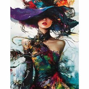 Kayou | Adults Paint By Number Drawing on Canvas HandPainted Art DIY Pictures By Numbers Kit Home Decor Mysterious Hat Women Painting