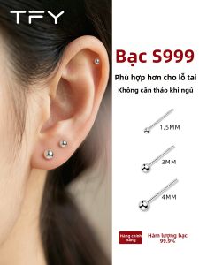 TFY | Vòng Tai Bạc Sterling Thân thiện với Tai Elegent Minimalist Không Cần Tháo
