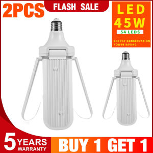 1PCS/2PCS  E27 45W 6500K AC170-265V Foldable Fan Blade LED Light Bulb