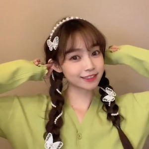 KeraSys วิกผมหางม้าถักเปีย แบบยาว ประดับไข่มูก ก้างปลาและโบ สไตล์เกาหลี น่ารักๆ