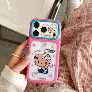 Sanrio | Luxury Hit Color Sanrio Hello Kitty Wrist Strap Lanyard Case For iphone 17 16 15 14 Pro Max 17 Full Lens Protection Phone Cover