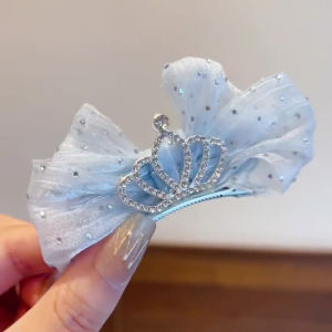 สาวหวานคลิปผม Organza Bow Hairpins เด็ก Barrettes Zircon มงกุฎเครื่องประดับผมเด็กเจ้าหญิงเด็กอุปกรณ์เสริมผม