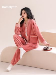 JIALEFEN | Warm Flannel Coral Fleece Womens Sleepwear