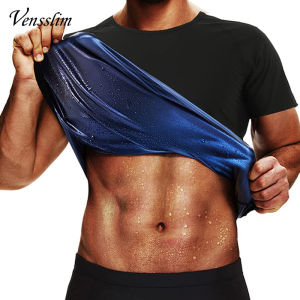 Vensslim Men Sauna Sweat Suits Shirt Compression Weight Loss Hot Thermo Vest Slimming Gym Body Shaper Waist Trainer Trimmer Tops