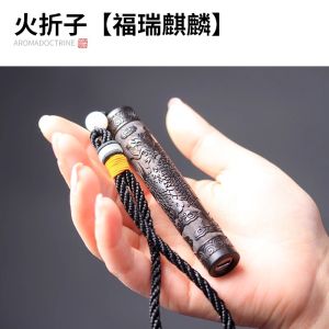 Creative Rechargeable Black Ebony Wood Incense Stick Holder Windproof Electronic Cigarette Lighter Blow to Light Matchstick