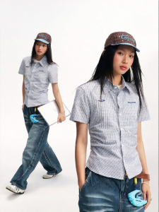 JNXS | Breathable Moisture Absorbing Embroidered Pure Cotton Check Shirt
