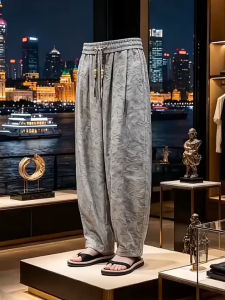 Chinese Style Linen-like Wide Leg Trousers