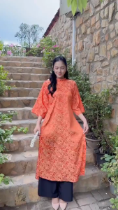 Áo dài gấm suông AD027 - 10 lý do nên thử - Chất gấm 2da cao cấp có co giãn