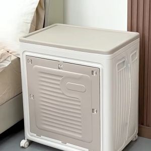 WARMHEART กล่องเก็บของพลาสติกสำเร็จรูป กล่องเก็บของอเนกประสงค์ กล่องเก็บของใส่เสื้อผ้า มีล้อ เคลื่อนย้ายสะดวก มีฝาปิด