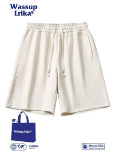 Wassup Erika Mens Summer Cotton Straight Leg Short Pants Loose Fit Casual Trousers Five-Quarter Length Comfortable Shorts