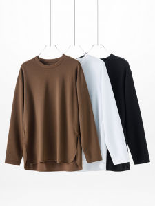 เสื้อยืดคอกลมแขนยาวหลวมๆ สำหรับผู้หญิง ทรงเข้ารูป สไตล์ลำลอง ฤดูใบไม้ร่วง 2024 ผ้าฝ้ายผสมโพลีเอสเตอร์ ปกติ