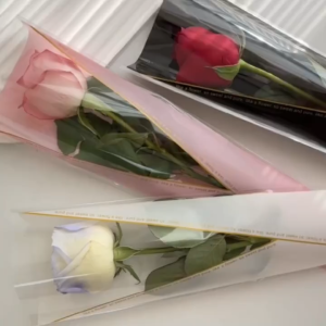 (50PCS) Flower packaging transparent bag Waterproof bouquet packaging bag Rose Flower Gift Packaging