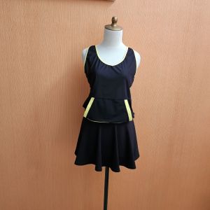 atasan kaos wanita nilon olah raga hitam M L cewek kutung gym senam blouse