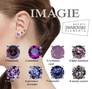 ต่างหู คริสตัล SWAROVSKI โทนม่วง-น้ำเงิน 3-4-6-8มิล