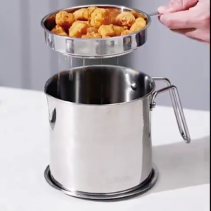 5pcs 1.2L Stainless Steel Oil Container with Strainer Healthy Kitchen Grease Filter Fat Pot Liquid Storage Dispenser
