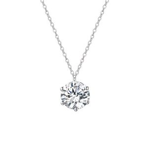 Sparkling 2 Carat Moissanite Clavicle Chain High-End Sensation Luxury 18K White Gold Necklace Starry Sky Moissanite Pendant