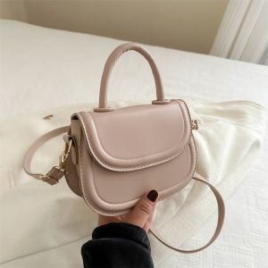 Fashionable Summer Small Womens Handbag 2024 New High-End Saddle-Shaped Shoulder Bag Crossbody Bag Soft PU Leather Pure Color