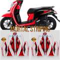 STIKER STRIPING LES LIS BODI HONDA SCOOPY FI SPORTY 2018 MERAH HITAM. 