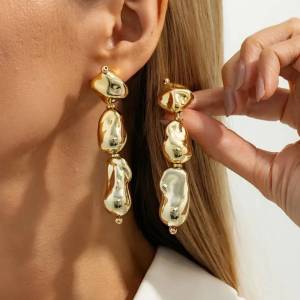 Salircon Classic Irregular CCB Beads Pendant Earrings Women Trendy Simple Gold Color Piercing Earring Party Jewelry Accessories