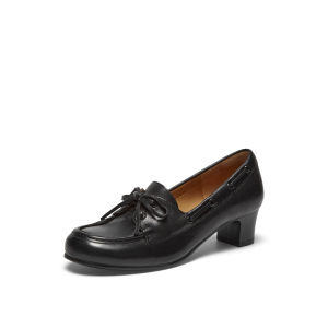 Joy & Peace | New Autumn Cow Leather Bow Retro Loafers
