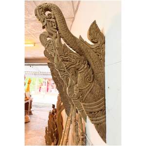 ค้ำยันไม้สัก คันทวย ไม้สักแกะสลัก สูง 95 x กว้าง 48 cm. ลายพญานาค นาคราช แขนนางไม้สัก (ราคาต่อแผ่น)
