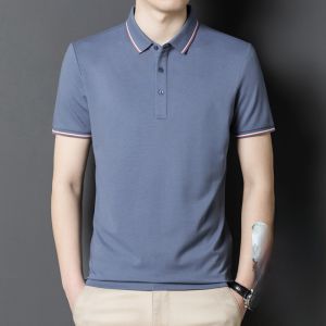 ROMON | Áo thun polo tay ngắn mùa hè thương mại không cần ủi lụa tơ tằm nửa tay áo có cổ bẻ lụa băng áo phông thời trang thường ngày