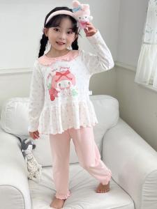 Princess Style Pure Cotton Sleepwear Set for Girls Spring Autumn New Arrival Cute Home Clothes Long Sleeve Long Pants