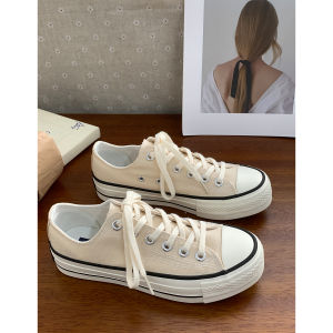Womens Thick Bottom Canvas Shoes 2025 Autumn New Style Versatile White Sneakers Korean Ulzzang Student Casual Shoes Slip-On