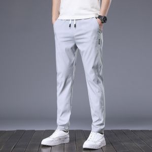 Quần dài thể thao nam Lormon mùa hè mới đa năng rộng rãi ống đứng lụa băng nhanh khô co giãn dài quần dài cotton nylon polyester