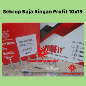 (1 Box) Skrup / Sekrup Baja Ringan PROFIT 10x19 (1.000 pcs)