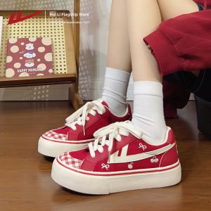 Warrior | Comfortable Red Canvas Shoes Thick Sole Spring