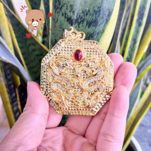 (Có Video) Mặt Dây Chuyền Rồng Nam Song Long Ngậm Ngọc Đỏ Mạ Vàng 24K Cao Cấp - Đeo Như Đại Ca - Đổi Trả Trong 07 Ngày - Lokalo 19922