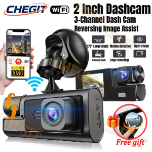 【Gift】WiFi 3 Channel Mini Car DVR FHD 1080P Dash Cam Inside Vehicle Camera DVRs Recorder Video Dashcam Camcorder Black Box