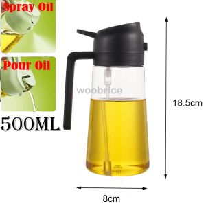 2in1 Kitchen Olive Dispenser Oil Spray Cooking Heat-Resistant Large Oil Bottle Spray Soy Sauce Various Seasonings Bottle