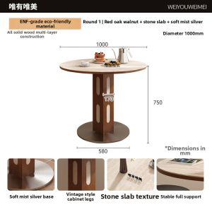 Weimei | Retro Nordic Bauhaus Round Table Metal Legs Rock Plate