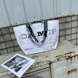 Waterproof Large Capacity Woven Bag Fashionable Letter Handheld Storage Bag for Outdoor Shopping Durable Eco-Friendly Bag