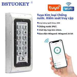 Điều Khiển Cửa Bằng Ứng Dụng Tuya Chống Nước IP68 Mở Cửa Bằng RFID Bàn Phím Kim Loại Với Đầu Đọc Thẻ EM Wiegand 26 Kiểm Soát Ra Vào Ngoài Trời