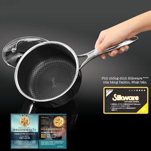 [Hàng chính hãng] Nồi Quánh inox iMAT Hybrid (Blackcube) 16cm Cao 8cm Thể tích 1.6l Phủ chống dính gốm Ceramic đen thế hệ mới