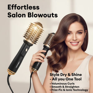 VERMAX 2-in-1 Hot Air Brush Hair Dryer Curler Hot Cool Curling Iron Straightener Ubeator Volumizer Styles