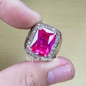Cincin Batu Akik Merah Siam Rose Bangkok Top Kristal Super Mewah