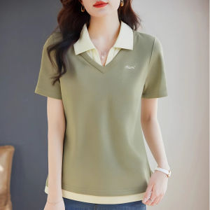 QIAOXIZI | Loose False Two-Piece Womens T-Shirt XL